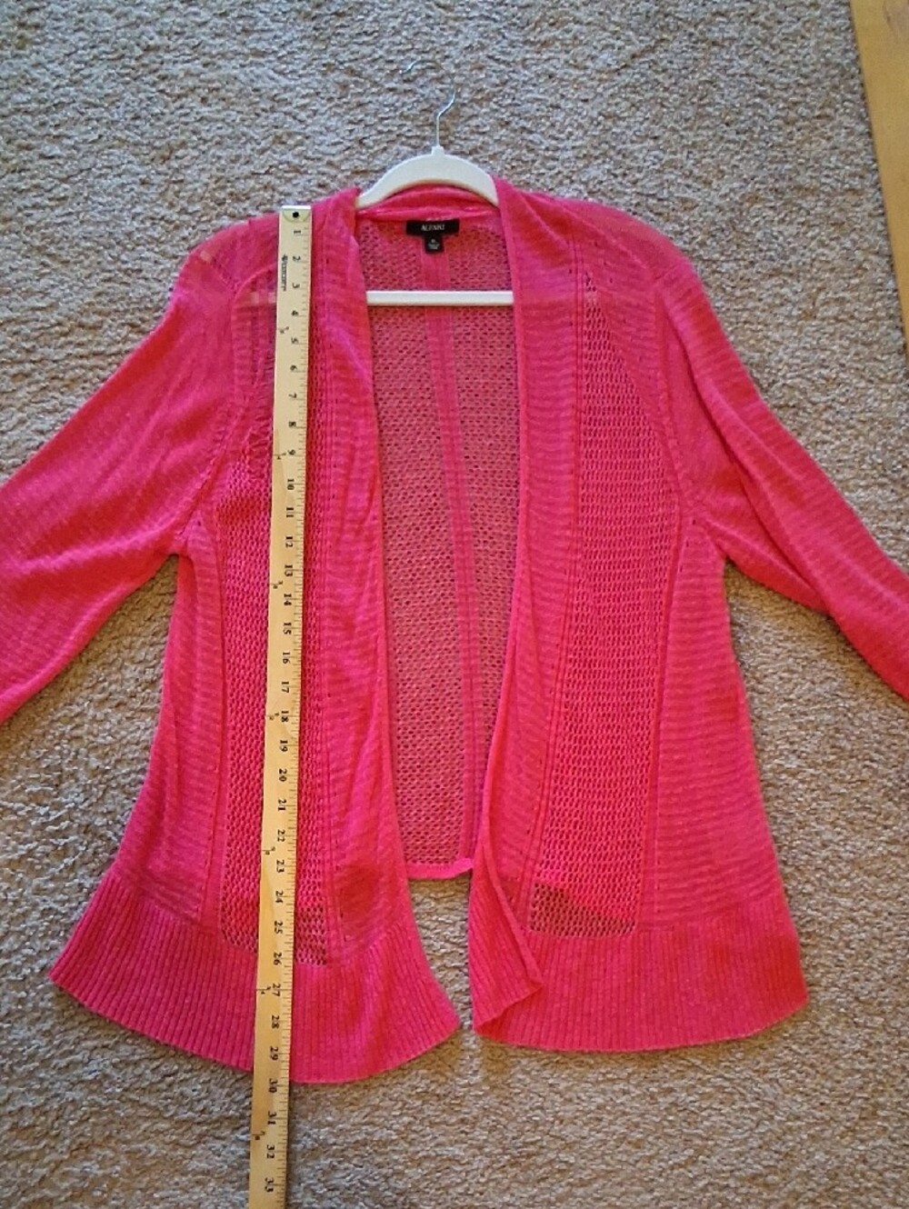 Alfani Open-Front Lightweight Open Knit Cardigan - Bright Pink - Picture 6 of 7